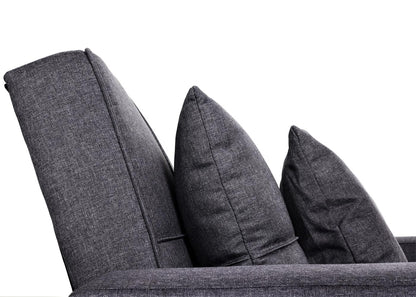 MCW-L90 fauteuil slaapbank, inklapbare fauteuil slaapbank logeerbed, ligvlak 197x103cm stof/textiel ~ donkergrijs