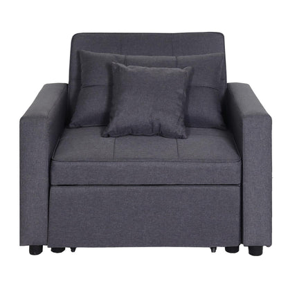 MCW-L90 fauteuil slaapbank, inklapbare fauteuil slaapbank logeerbed, ligvlak 197x103cm stof/textiel ~ donkergrijs