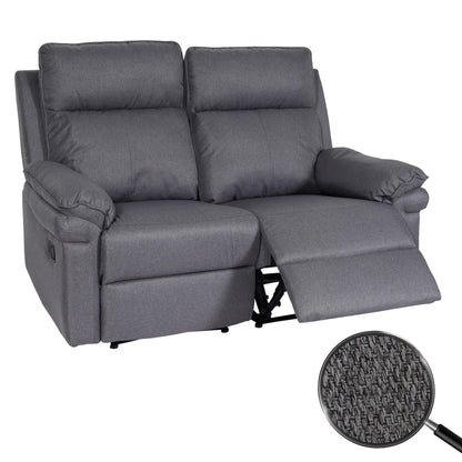 2-zits bioscoopfauteuil MCW-L94, relaxfauteuil TV-fauteuil bank, verstelbare armleuning nosag-vering stof/textiel ~ donkergrijs