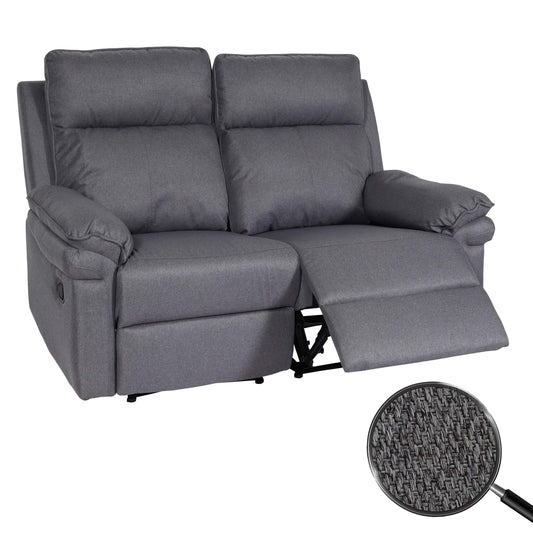 2-zits bioscoopfauteuil MCW-L94, relaxfauteuil TV-fauteuil bank, verstelbare armleuning nosag-vering stof/textiel ~ donkergrijs