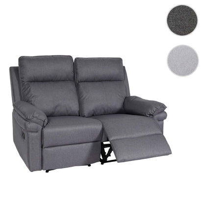 2-zits bioscoopfauteuil MCW-L94, relaxfauteuil TV-fauteuil bank, verstelbare armleuning nosag-vering stof/textiel ~ donkergrijs