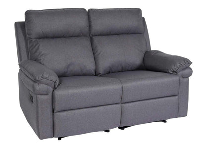2-zits bioscoopfauteuil MCW-L94, relaxfauteuil TV-fauteuil bank, verstelbare armleuning nosag-vering stof/textiel ~ donkergrijs