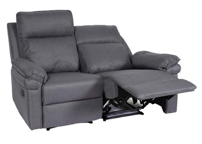 2-zits bioscoopfauteuil MCW-L94, relaxfauteuil TV-fauteuil bank, verstelbare armleuning nosag-vering stof/textiel ~ donkergrijs