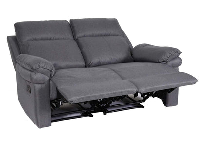 2-zits bioscoopfauteuil MCW-L94, relaxfauteuil TV-fauteuil bank, verstelbare armleuning nosag-vering stof/textiel ~ donkergrijs