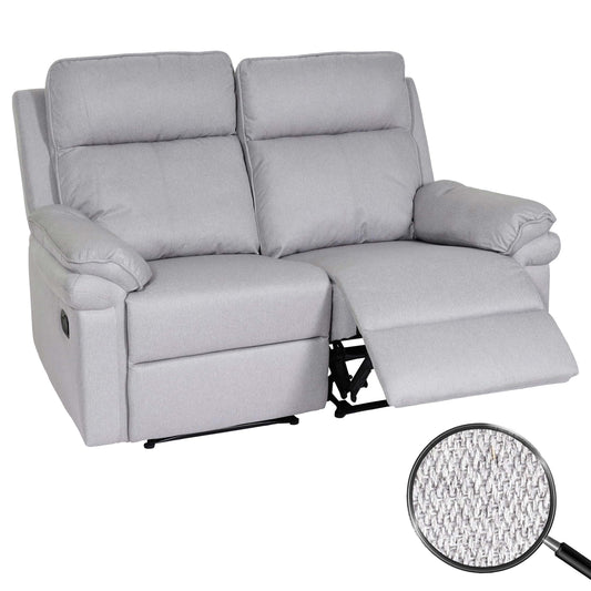 2-zits bioscoopfauteuil MCW-L94, relax TV-fauteuil met armleuning, relaxfunctie Nosag-vering stof/textiel ~ lichtgrijs