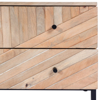 TV-rek MCW-L95, TV-standaard TV-tafel lowboard TV-meubel ladekast, massief mangohout 56x145x43cm MVG, naturel