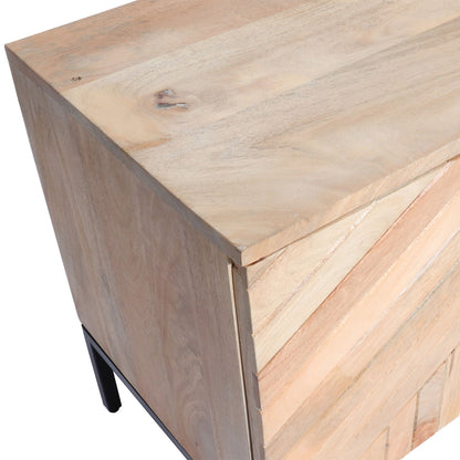 TV-rek MCW-L95, TV-standaard TV-tafel lowboard TV-meubel ladekast, massief mangohout 56x145x43cm MVG, naturel