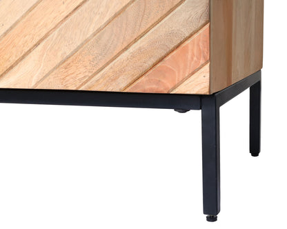 TV-rek MCW-L95, TV-standaard TV-tafel lowboard TV-meubel ladekast, massief mangohout 56x145x43cm MVG, naturel