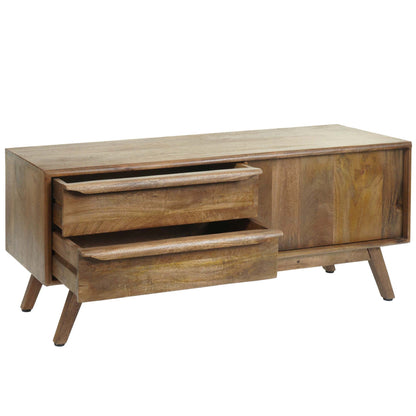 TV-rek MCW-L96, TV-tafel lowboard ladekast, laden massief hout mango 46x110x35cm MVG-gecertificeerd