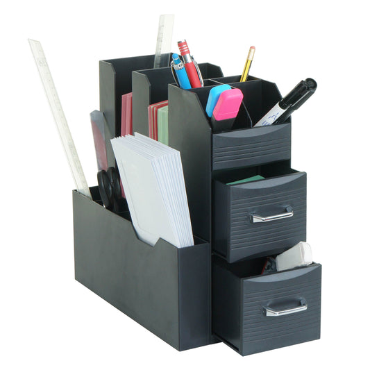 Bureau-organizer MCW-L97, pennenhouder opbergdoos met 2 laden en 7 vakken, 29x14x33cm