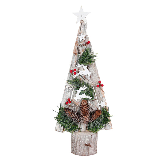 Decoratieve kerstboom MCW-M16, kerstboom met ster kerstdecoratie, hout 57x23x10cm