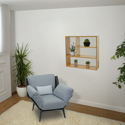Wandplank MCW-M22, hangplank Drijvende plank met 4 vakken, bamboe 50x50x15cm