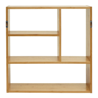 Wandplank MCW-M22, hangplank Drijvende plank met 4 vakken, bamboe 50x50x15cm