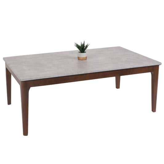 Salontafel MCW-M55, bijzettafel sofatafel massief hout HDF laminaat melamine 46x120x70cm betonlook bruine poten