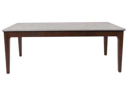 Salontafel MCW-M55, bijzettafel sofatafel massief hout HDF laminaat melamine 46x120x70cm betonlook bruine poten