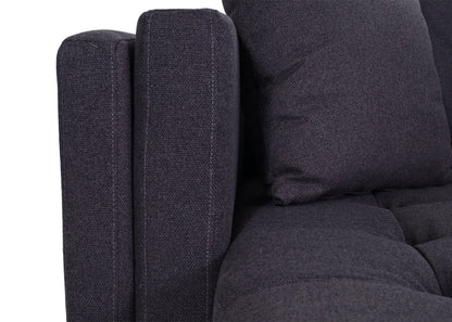 Bankstel MCW-M27, hoekbank L-vorm, ligvlak links/rechts, massief hout 293cm ~ stof/textiel donkergrijs