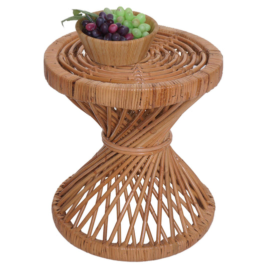 Bijzettafel MCW-M31, bloementafel rotan salontafel, rond 43x38x38cm, naturel Kubu rotan
