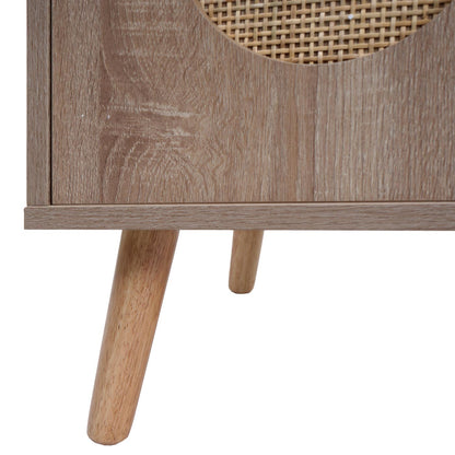 Ladekast MCW-M35, buffetkast highboard, opbergvakken, Kubu rotan hout melamine, eiken look