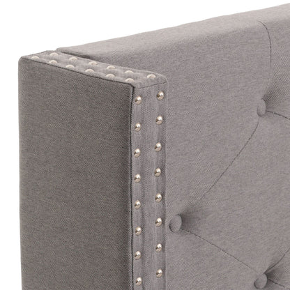 Gestoffeerd bed MCW-N59, bed tweepersoons lattenbodem, massief hout stof/textiel 180x200cm ~ grijs