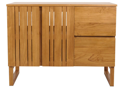 Teak badkamerset MCW-M72, wastafel hoge kast wandplank wandspiegel wastafel, hoogwaardige B-kwaliteit teakhout