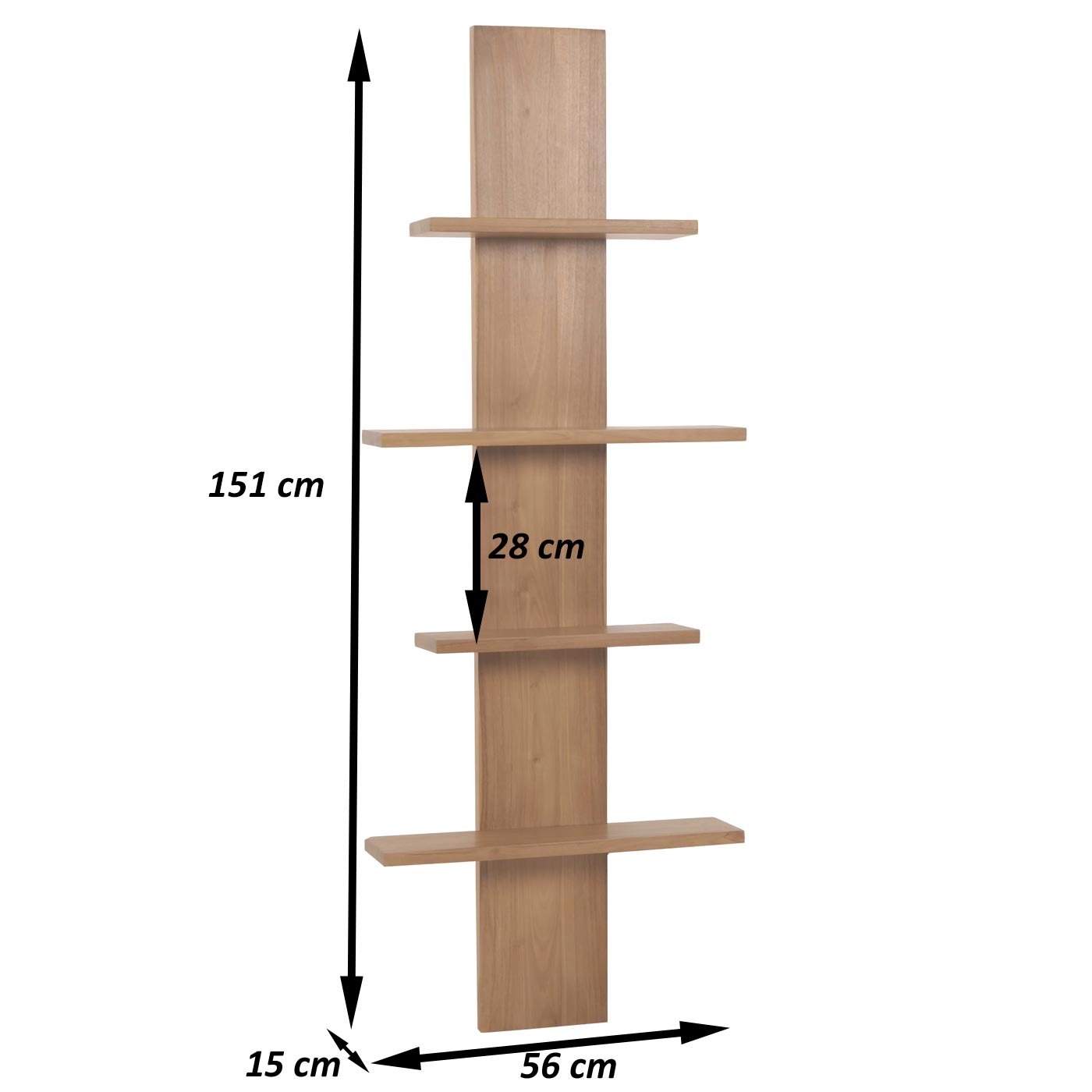 Teak wandplank MCW-M72, badkamerplank Hangplank, hoogwaardige B-kwaliteit teak (kernhout, 20-30 jaar), 51x56x15cm