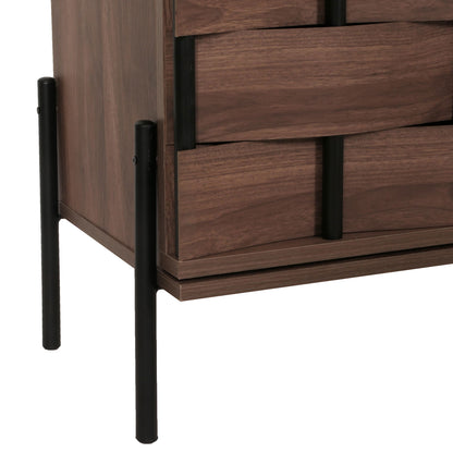 TV-rek MCW-M44, TV-tafel lowboard TV-kast ladekast, opbergvakken, 3D rieten design push-to-open deuren 120cm, bruin