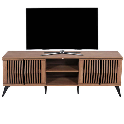 TV-rek MCW-M45, TV-tafel lowboard kast, 3D design opbergvakken 55x166x41cm, bruin