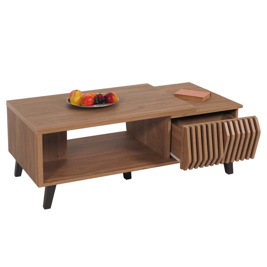 Salontafel MCW-M45, woonkamertafel bijzettafel sofatafel, 3D design laden 44x120x65cm, bruin