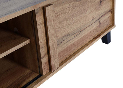 TV-rek MCW-M46, TV-standaard TV-tafel lowboard TV-kast ladekast, 4 opbergvakken 43x180x41cm, natuurlijke kleur