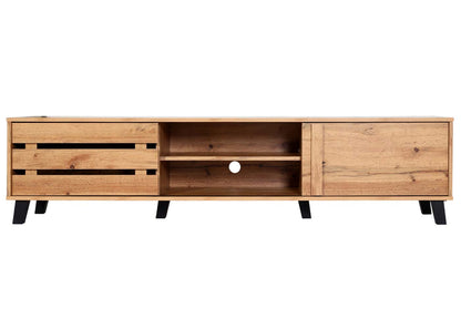 TV-rek MCW-M46, TV-standaard TV-tafel lowboard TV-kast ladekast, 4 opbergvakken 43x180x41cm, natuurlijke kleur