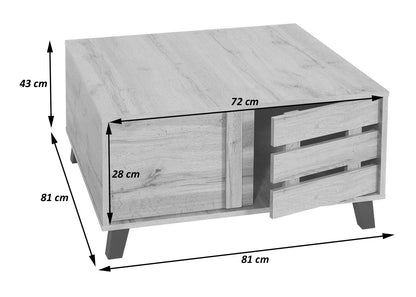 Salontafel MCW-M46, woonkamertafel sofatafel bijzettafel, 2 opbergvakken 43x81x81cm, natuurlijke kleur