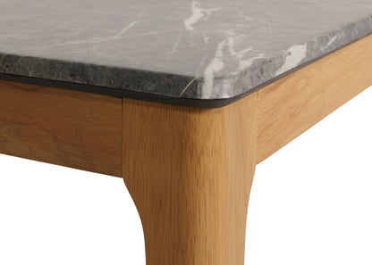Salontafel MCW-M55, bijzettafel sofatafel, massief hout HDF laminaat melamine 46x120x70cm, marmeren/steen look lichte poten