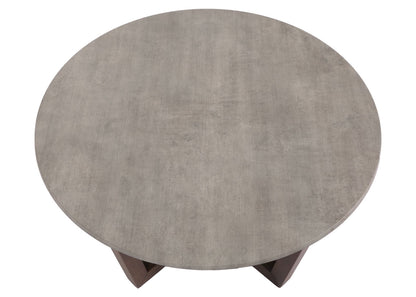 Salontafel MCW-M61, bijzettafel sofatafel, massief hout HPL laminaat melamine Ø80cm, betonlook, donker frame