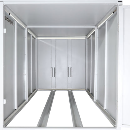 2-fietsgarage met plantenbak MCW-L56b, fietsbox, afsluitbaar gegalvaniseerd staal 125x113x208cm ~ lichtgrijs