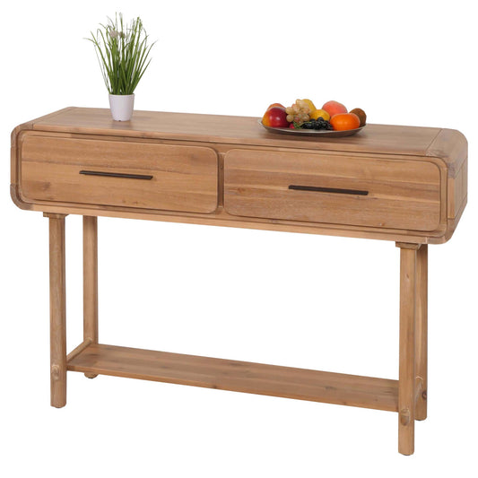 Console tafel MCW-M47, telefoontafel bijzettafel opbergtafel, lade, acacia massief hout gebeitst 80x120x35cm 22kg