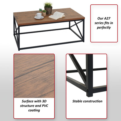 Salontafel MCW-A27, woonkamertafel bijzettafel sofatafel, metalen 3D structuur 44x110x60cm, wild eiken look