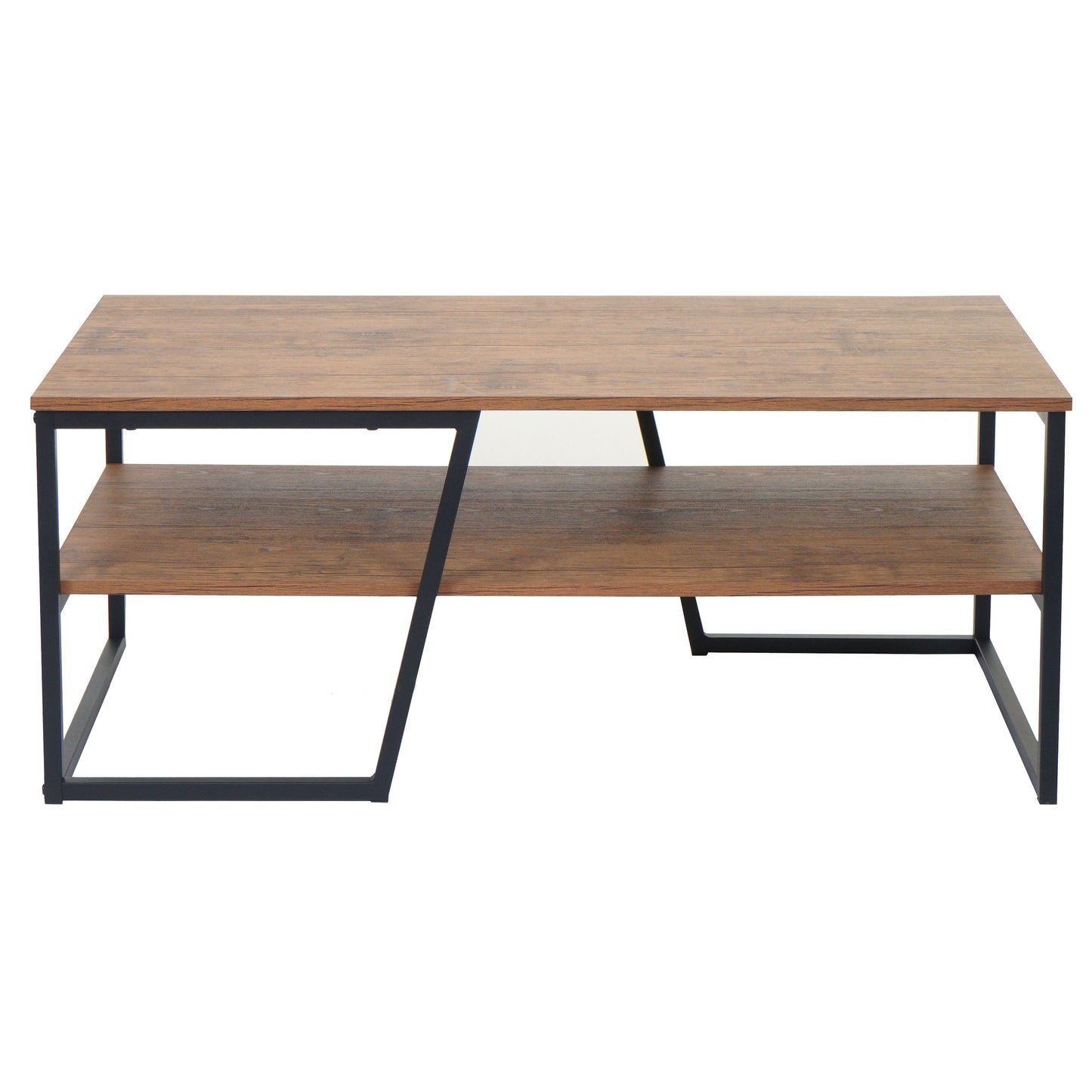 Salontafel MCW-A27, woonkamertafel bijzettafel sofatafel, metalen legplank 3D structuur 46x110x60cm, wild eiken look