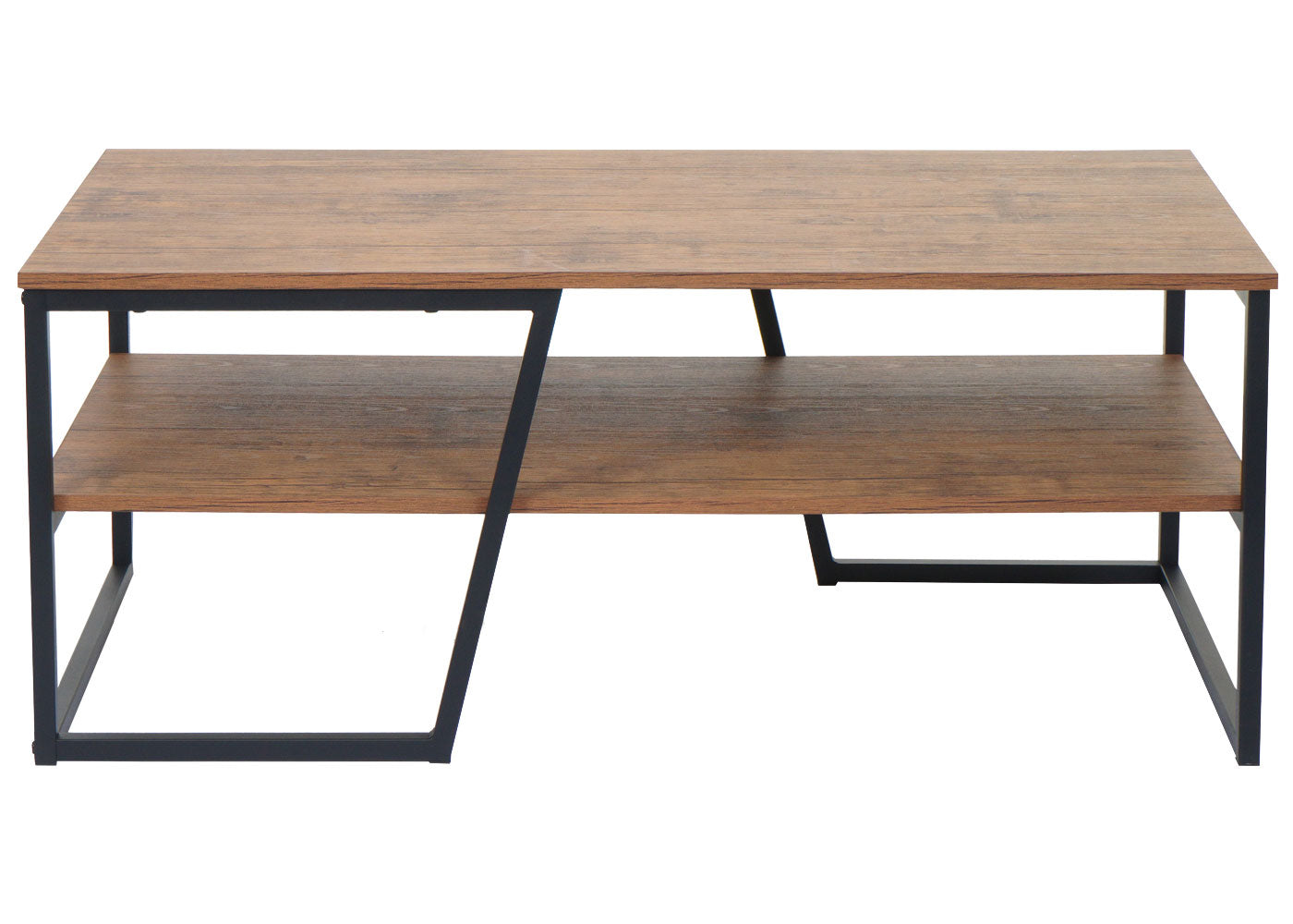 Salontafel MCW-A27, woonkamertafel bijzettafel sofatafel, metalen legplank 3D structuur 46x110x60cm, wild eiken look