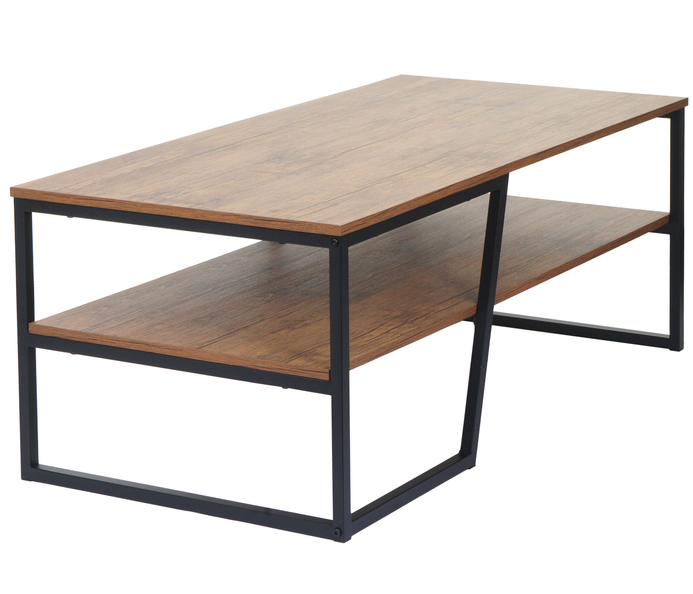 Salontafel MCW-A27, woonkamertafel bijzettafel sofatafel, metalen legplank 3D structuur 46x110x60cm, wild eiken look