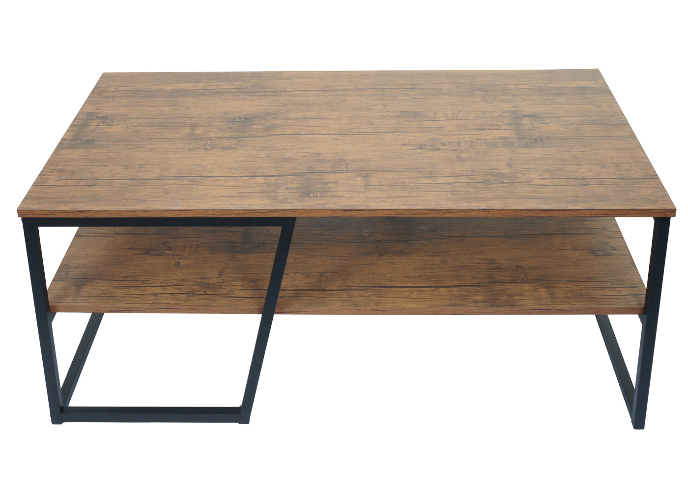 Salontafel MCW-A27, woonkamertafel bijzettafel sofatafel, metalen legplank 3D structuur 46x110x60cm, wild eiken look
