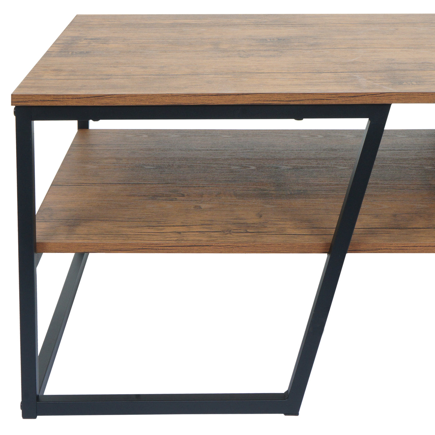 Salontafel MCW-A27, woonkamertafel bijzettafel sofatafel, metalen legplank 3D structuur 46x110x60cm, wild eiken look
