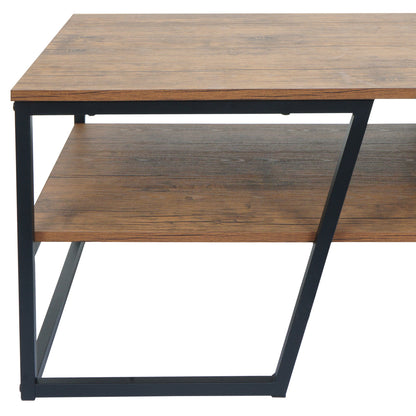 Salontafel MCW-A27, woonkamertafel bijzettafel sofatafel, metalen legplank 3D structuur 46x110x60cm, wild eiken look