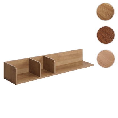 Wandplank MCW-M48, Hangplank Houten plank Zwevende plank, 3 vakken Massief mangohout 20x120x21cm ~ naturel