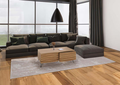 Salontafel MCW-M49, woonkamer tafel, 3D ontwerp 2 laden massief hout mango metaal 46x110x55cm ~ natuur
