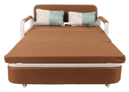 Slaapbank MCW-M83, slaapbank bank, slaapfunctie bedstee ligoppervlak, 130x185cm ~ stof/textiel bruin