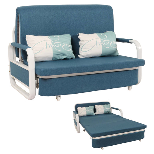 Slaapbank MCW-M83, slaapbank bank, slaapfunctie bedstee ligoppervlak, 130x185cm ~ stof/textiel donkerblauw