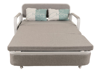 Slaapbank MCW-M83, slaapbank bank, slaapfunctie bedstee ligoppervlak, 130x185cm ~ stof/textiel lichtgrijs
