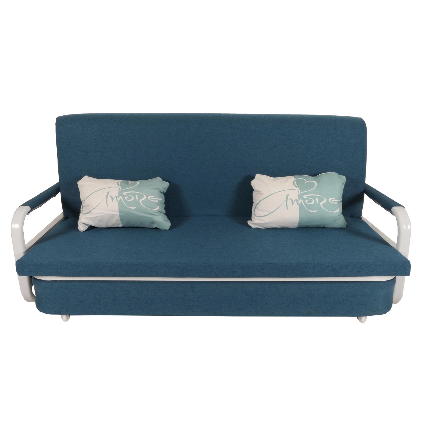 Slaapbank MCW-M83, slaapbank bank, slaapfunctie bedstee ligoppervlak, 190x185cm ~ stof/textiel donkerblauw