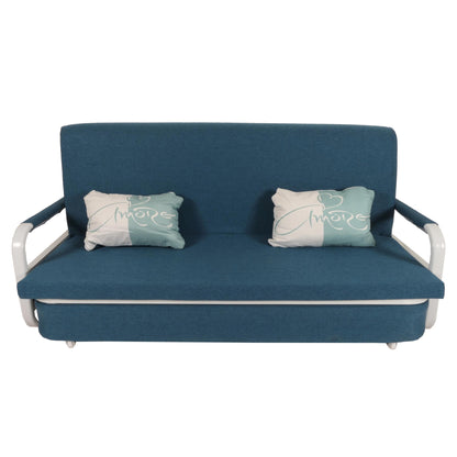 Slaapbank MCW-M83, slaapbank bank, slaapfunctie bedstee ligoppervlak, 190x185cm ~ stof/textiel donkerblauw