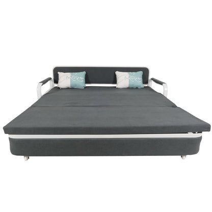 Slaapbank MCW-M83, slaapbank bank, slaapfunctie bedstee ligoppervlak, 190x185cm ~ stof/textiel donkergrijs